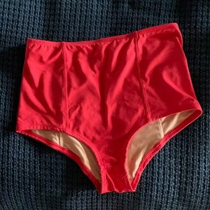 JCrew red high-waisted bikini bottom Sz S